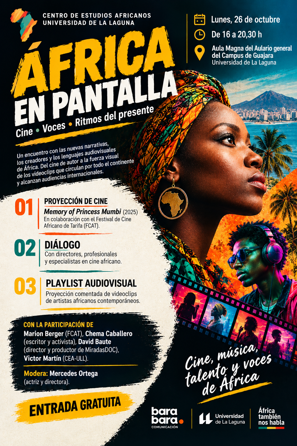 El cine, la música y las nuevas voces de África toman la Universidad de La Laguna en la jornada 'África en pantalla'